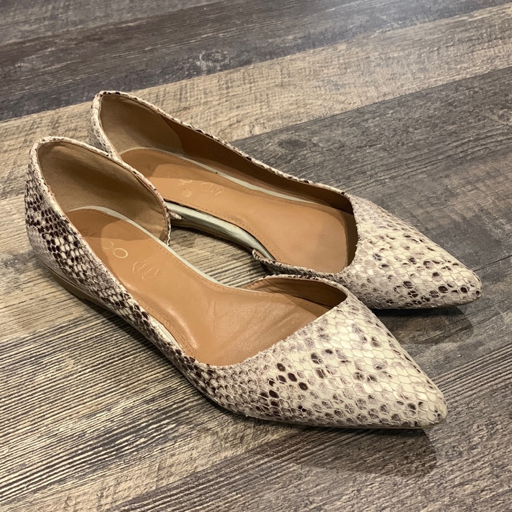 Aldo Pointed Toe Snakeskin Flat